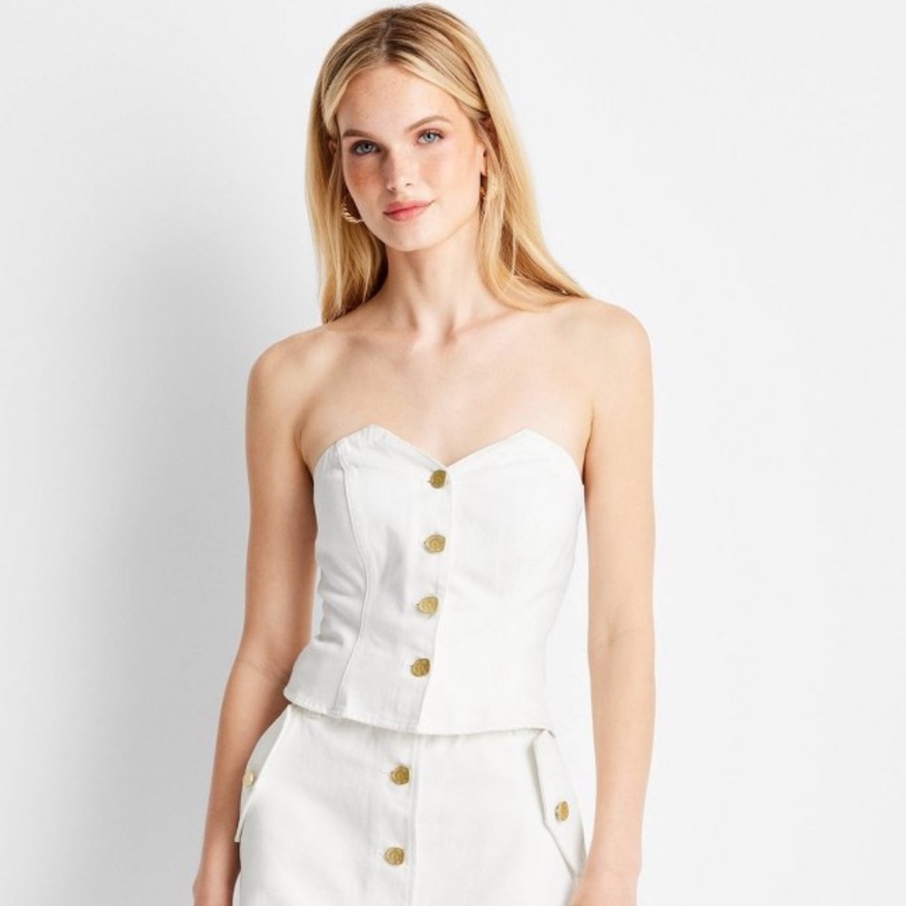 Women's Button-Front Denim Corset - Future
Collective™ with Jenee Naylor White S